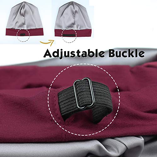 FocusCare Satin Lined Sleep Slouchy Cap Curly Girl Slap Headwear Gifts for Frizzy Hair Women - color: Burgundy