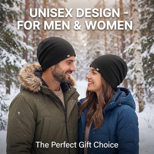 LONGLONG Winter Slouchy Beanie Hat Lightweigh Warm Skull Cap for Men Women - color: Black