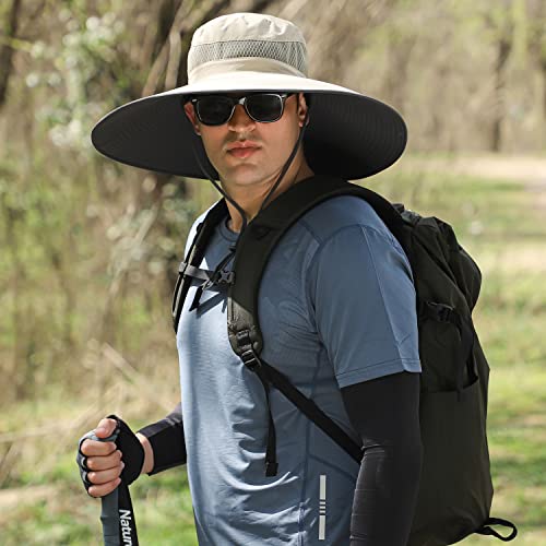 Wide Brim Sun Protection Hat Outdoor Unisex Ventilated Hats for Hiking Beach Fishing Safari Garden Lawn Yard Work Kayaking - color: Hyp013-beige