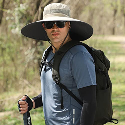 Wide Brim Sun Protection Hat Outdoor Unisex Ventilated Hats for Hiking Beach Fishing Safari Garden Lawn Yard Work Kayaking - color: Hyp013-beige