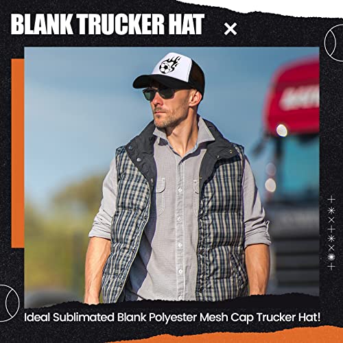 Tarpop 10 Pcs Sublimation Blank Trucker Hats Bulk - color: Black and White
