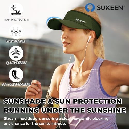 Sukeen Lightweight Sports Sun Visor Hat for Men Women - color: Army Green