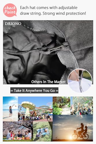 Wide Brim Bucket Hat - UPF50+ Protection Travel Beach Sun Hat with Semi-Rigid Adjustable Foldable Brim - color: Navy