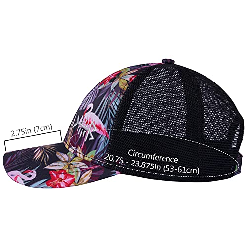 BASSDASH Altimate Fishing Hat Mesh Back for Men Women Adjustable Baseball Trucker Cap - color: Black/Flamingo