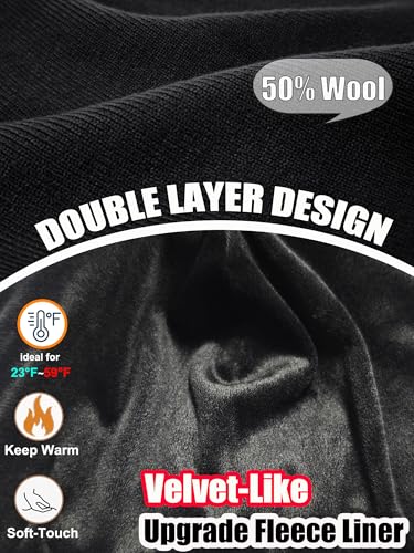 ROYBENS Warm Wool Beanie for Men Women, Thick Fleece Lined Knit Winter Hat - color: 1pcs Black