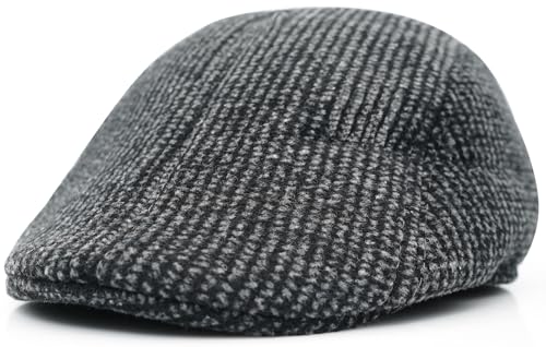 Ivy Newsboy Cap for Men - Vintage Gatsby Style Flat Cap, Classic Driving Hat - color: Small Dot Dark Grey