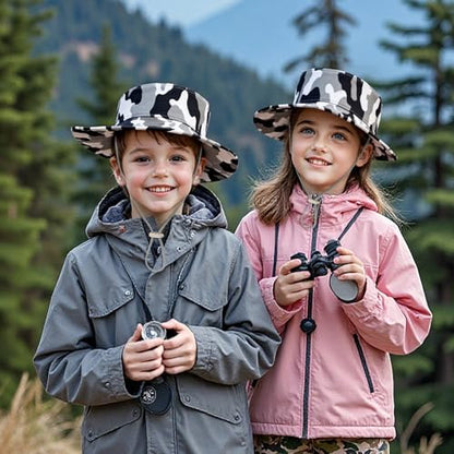 Kids Sun Hats for Boys Girls Bucket Hat UPF 50+ UV Protection Safari Hat Lightweight & Breathable Boonie Hat - color: 1 Pack-gray Camo
