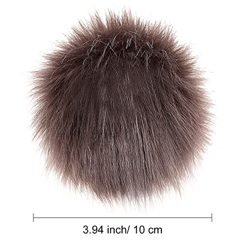 Tatuo 16 Pcs Faux Fur Pom Poms for Hats, Black,Gray, Brown,White, Natural - color: Black, Gray, Brown, White, Natural