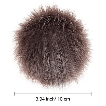 Tatuo 16 Pcs Faux Fur Pom Poms for Hats, Black,Gray, Brown,White, Natural - color: Black, Gray, Brown, White, Natural