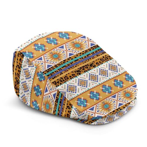 Newsboy Cap for Men Women Adjustable Flat Cap Gatsby Hat Retro Eight Panel Baker Boy Hat Lightweight Casual Cap - color: Yellow Leopard Print