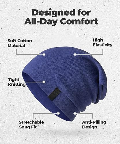 Warm Slouchy Beanie Hat - Deliciously Soft Daily Beanie in Fine Knit - color: Cobalt Blue