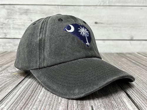 America State City Flag Hats - color: South Carolina Flag (Washed Black)