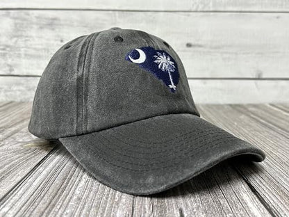 America State City Flag Hats - color: South Carolina Flag (Washed Black)