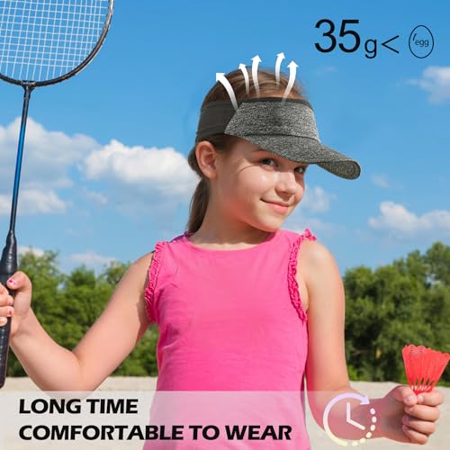 Sukeen Kids Sun Visor Hats for Girls Boys,Lightweight Sports Hat UPF50+ Sun Hat Cooling Headwear Visor for Running Outdoors - color: Grey Black