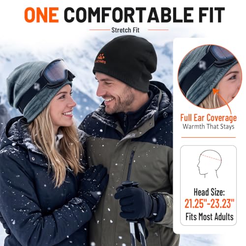 Lvaiz Winter Fleece Lined Beanie Hat for Men Women Reversible Skull Cap - color: Mixed Black