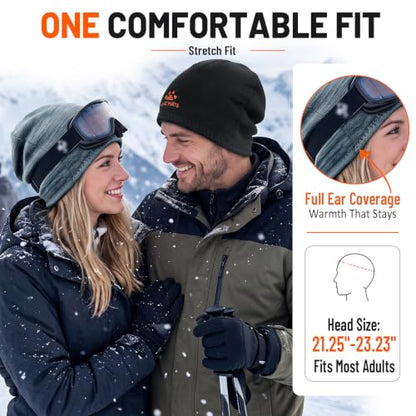 Lvaiz Winter Fleece Lined Beanie Hat for Men Women Reversible Skull Cap - color: Mixed Black