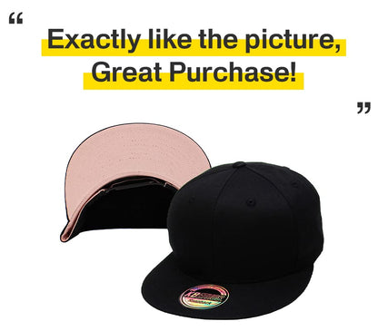 KBETHOS Classic Snapback Hat Blank Cap Underbrim Cotton Wool Blend Flat Visor Adjustable Unisex - color: Black With Rose Underbrim