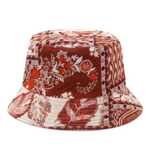 Quanhaigou Bucket Hats Unisex Summer Travel Beach Fisherman Cap for Men Women Teens - color: Bohemia Flower