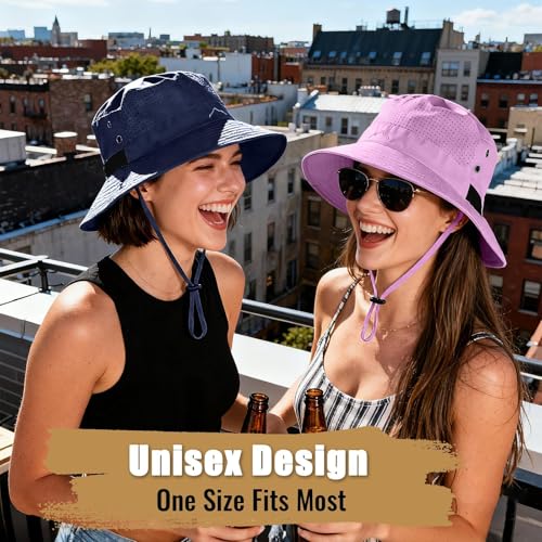 Sun Bucket Hat for Men Women Fishing Beach Safari Hats for Golf Hiking Hunting Outdoor UPF 50+ - color: Purple