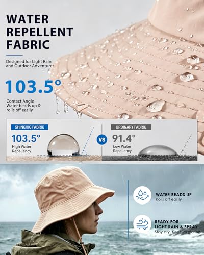 Water-Resistant UPF 50+ Sun Bucket Hat Packable Brimmed for Women Men - color: Dusty Rose