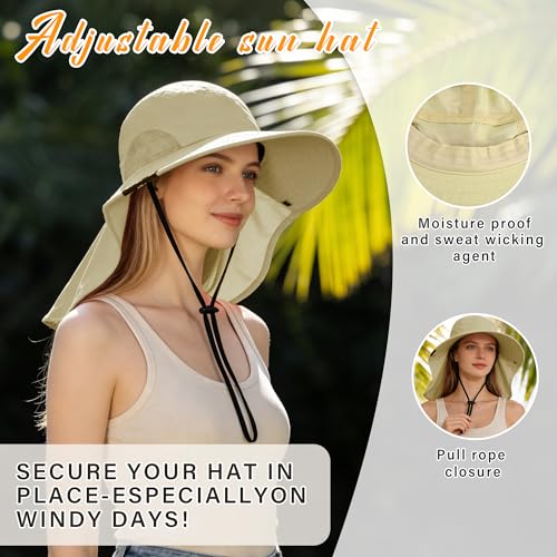 Tirrina Women's Sun Hat Wide Brim, UV Protection Sun Hats for Women - color: Tan