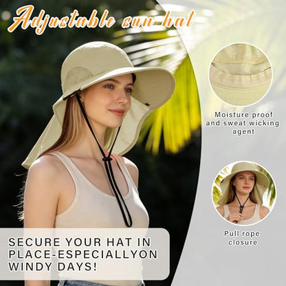 Tirrina Women's Sun Hat Wide Brim, UV Protection Sun Hats for Women - color: Tan