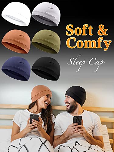 Syhood 6 Pcs Men Skull Caps Cotton Beanies Caps Sleep Hats - color: Classic Colors