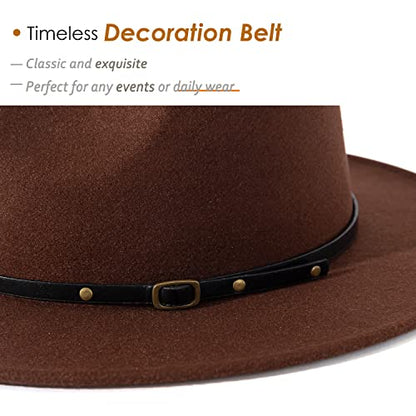 Lisianthus Women Belt Buckle Fedora Hat - color: Coffee