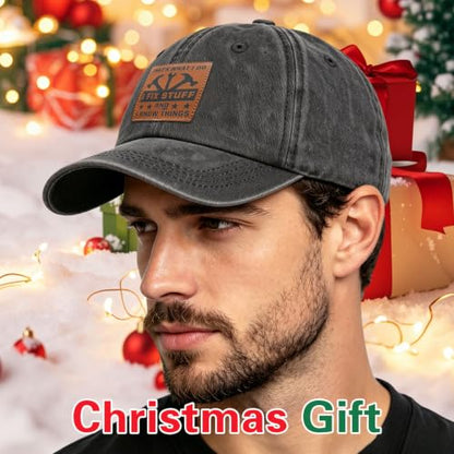 Embroidered Leather That's What I Do I Fix Stuff and I Know Things Hat for Men Dad Husband Uncle Adjustable Baseball Cap - color: L-fix Stuff-06