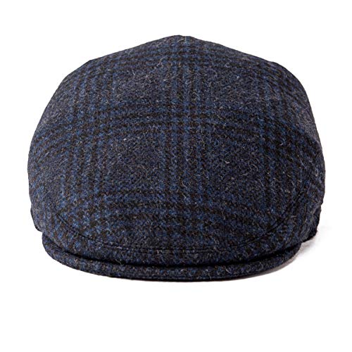 FEINION Men's Wool Tweed Newsboy Ivy Cap Gatsby Golf Flat Hat - color: Plaid Blue, size: 7 1/4