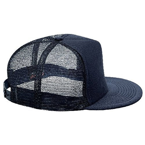 OTTO SNAP Round Flat Visor High Crown Mesh Back 5 Panel Trucker Snapback - color: Navy