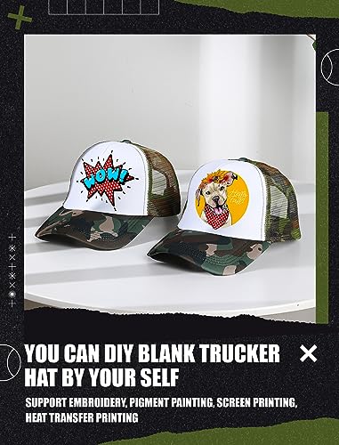 Tarpop 10 Pcs Sublimation Blank Trucker Hats Bulk - color: Camo White