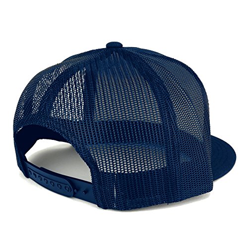 Trendy Apparel Shop Colombia Flag 5 Panel Flatbill Trucker Mesh Snapback Cap - color: Navy