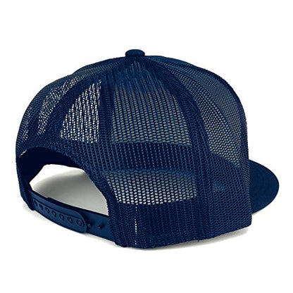 Trendy Apparel Shop Jamaica Flag 5 Panel Flatbill Trucker Mesh Snapback Cap - color: Navy