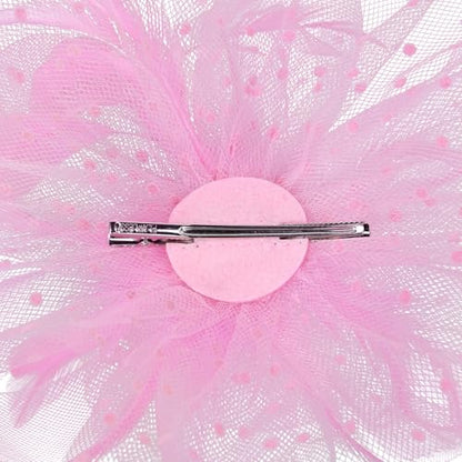 Zando Kentucky Fascinators Hats for Women Derby Tea Party Hat Flower Mesh Feathers Headband Headwear Hair Clip Girls - color: B Pink