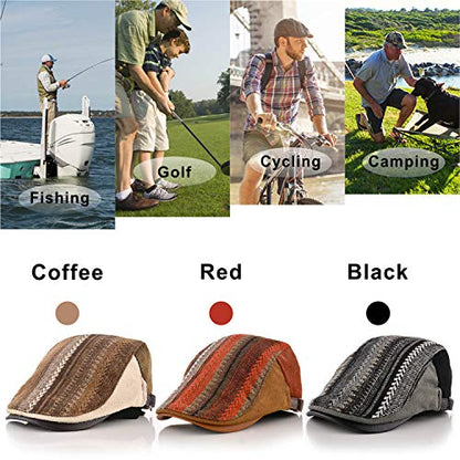 M MOACC Men Beret Hat Cotton Adjustable Newsboy Hats Cabbie Gatsby Cap Driving Flat Caps - color: Hat-t6-black