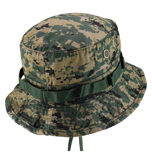 Armycrew 100% Washed Cotton Boonie Hat with Chin Strap - color: Woodland Digital, size: X-Large