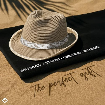 Funky Junque Short Brim Fedora Packable Sun Hat for Women - color: Grey
