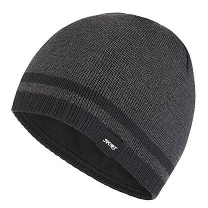 Mens Winter Beanie Hat Warm Knit Cuffed Plain Toboggan Ski Skull Cap (3 Patterns) - color: A3-carbonarius