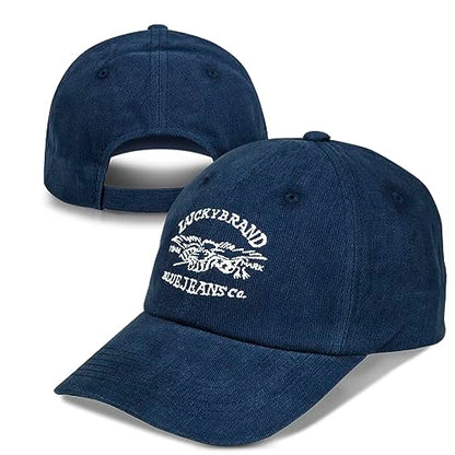 Lucky Brand Classic Cotton Adjustable | Dad Hat | Baseball Cap | Golf | Fishing | Low Profile | 5 Panel Design - color: Blue Jeans Co - Navy