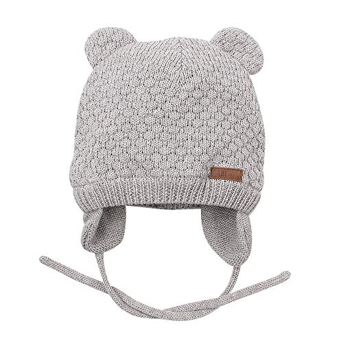 BAVST Baby Beanie Hat for Winter with Earfalp Cute Bear Kids Toddler Girls Boys Warm Knit Cap 0-2Years - color: Bear Ear- Grey, size: 12-18 Months