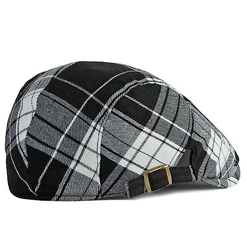 2 Pack Mens Newsboy Flat Cap Plaid Ivy Gatsby Cabbie Driving Golf Hat Beret - color: 2 Pcs Set C