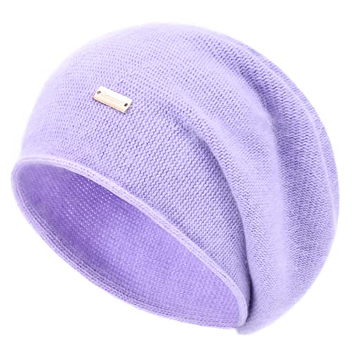 jaxmonoy Slouchy Knit Beanie Hat for Women Winter Soft Warm Ladies Laightweight Slouch Knitted Skull Beanies Cap - color: Lavender
