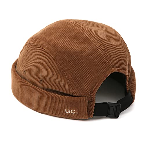 UNDERCONTROL Corduroy Brimless Trawler Leon Harbour Rolled Cuff Miki Watch Cap Unisex Skull Fisherman Tactical Beanie Korea - color: Brown