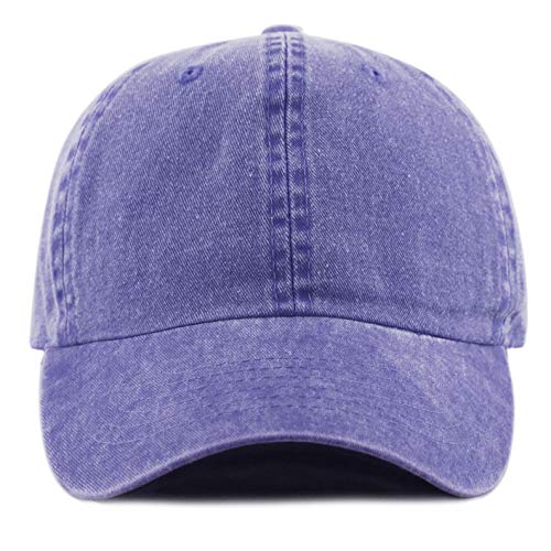 The Hat Depot 100% Cotton Pigment Dyed Low Profile Dad Hat Six Panel Cap - color: 1. Royal Blue