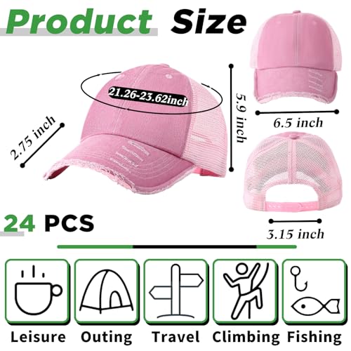 Suhine 24 Pcs Blank Trucker Hat Bulk,Unisex Baseball Cap - color: Pink
