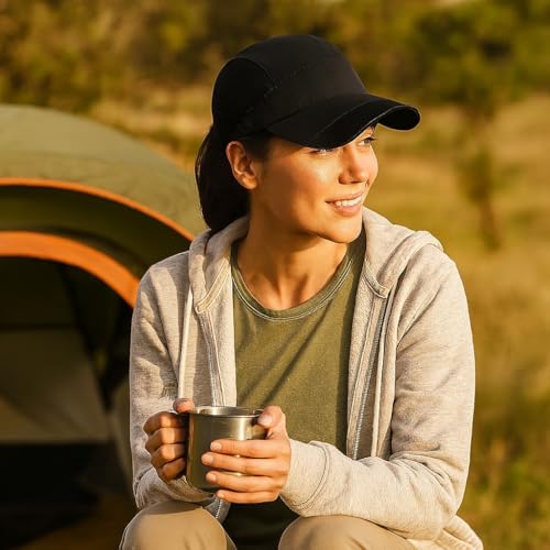 Sport Cap Outdoor Activities Adjustable Quick Dry Sun Hat Cap Men and Women Baseball Hiking Fishing Golf - color: Black & Black