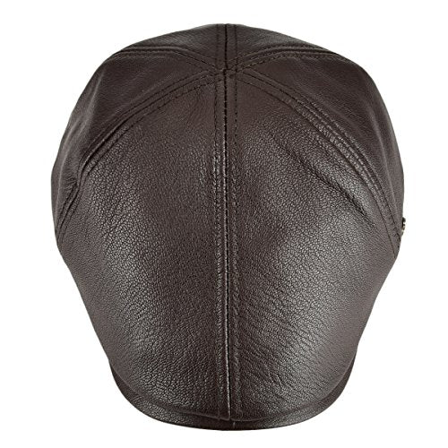 VOBOOM Leather Ivy Newsboy Caps 6 Panel Cabbie Beret Hat - color: Light Brown, size: 7 1/2