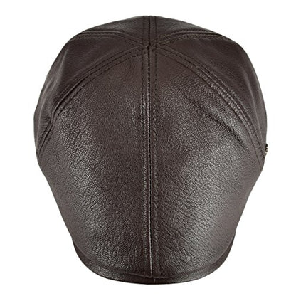 VOBOOM Leather Ivy Newsboy Caps 6 Panel Cabbie Beret Hat - color: Light Brown, size: 7 1/2