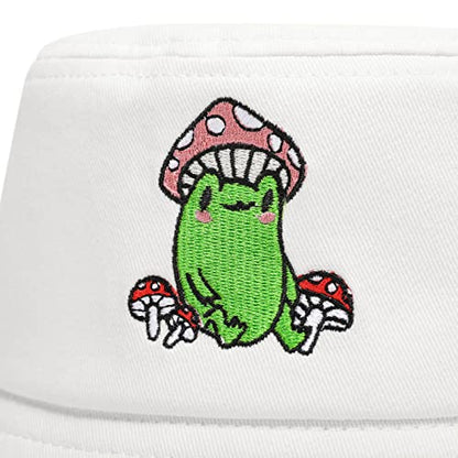 Tie Dye Bucket Hat Reversible Cotton Multicolored Fisherman Cap Packable Sun Hat - color: Frog With Mushroom White